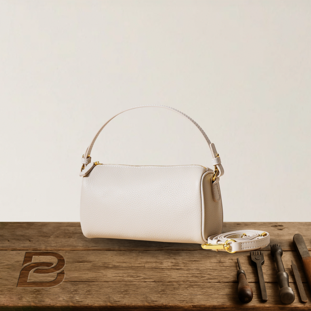 BERK | Premium Leather Shoulder Bag with Detachable Strap – Taupe