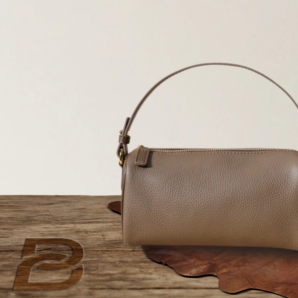 BERK | Premium Leather Shoulder Bag with Detachable Strap – Taupe