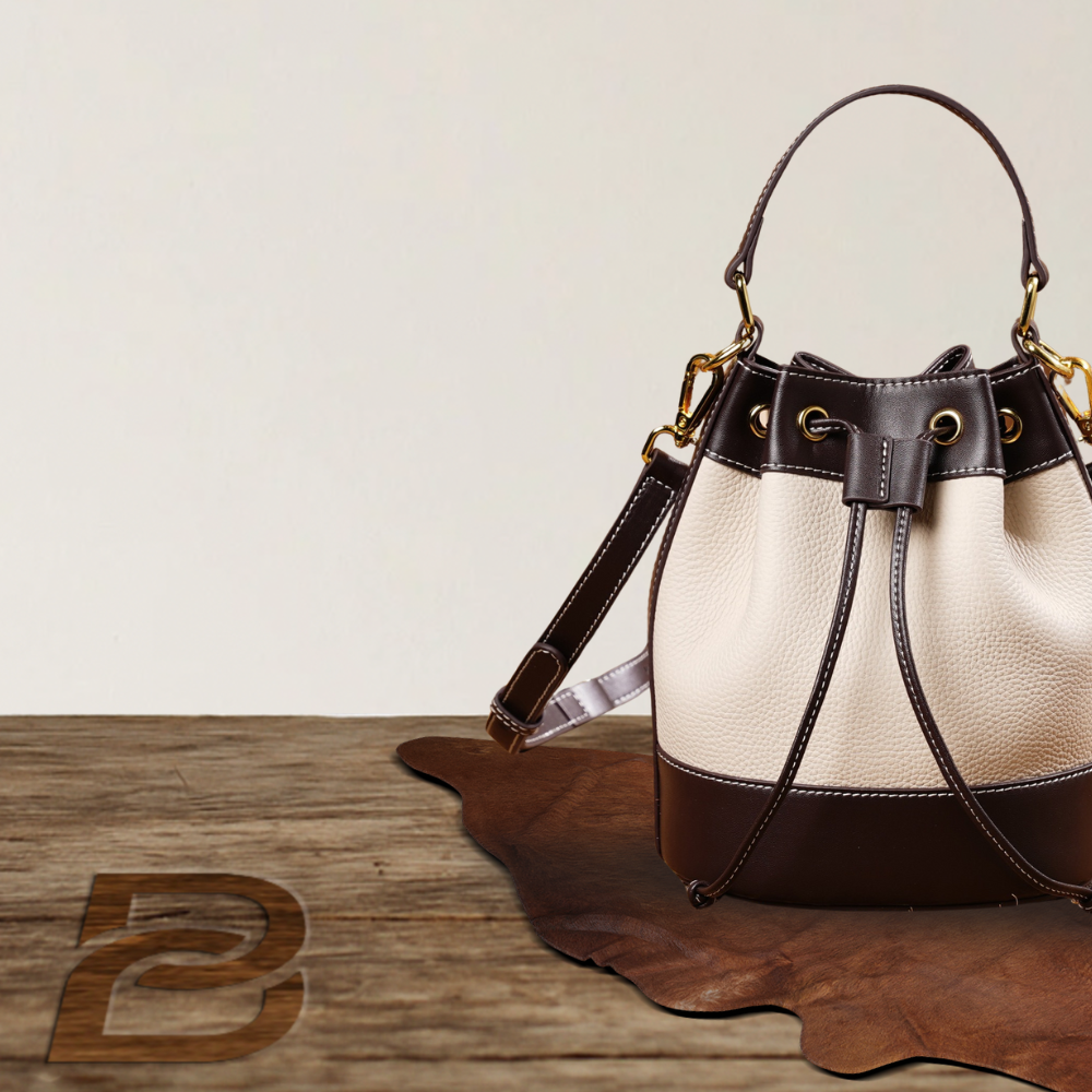 BERK | Two-coloured premium leather bucket bag with adjustable strap