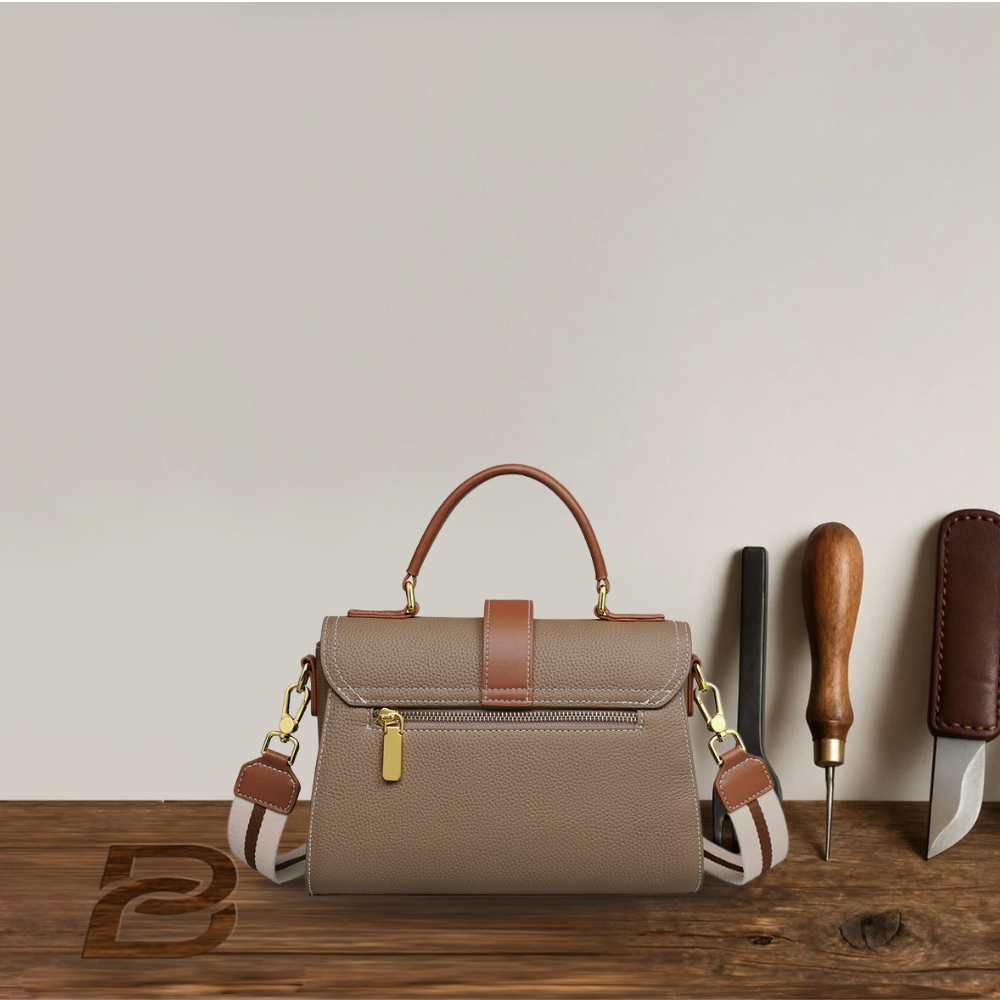 BERK | Two-coloured front buckle leather satchel