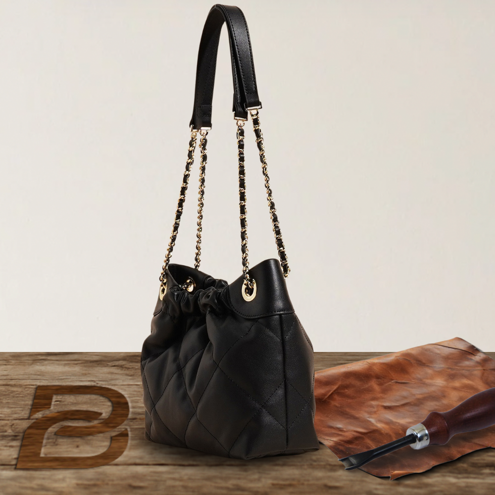 BERK | Slim leather shopper bag with chains