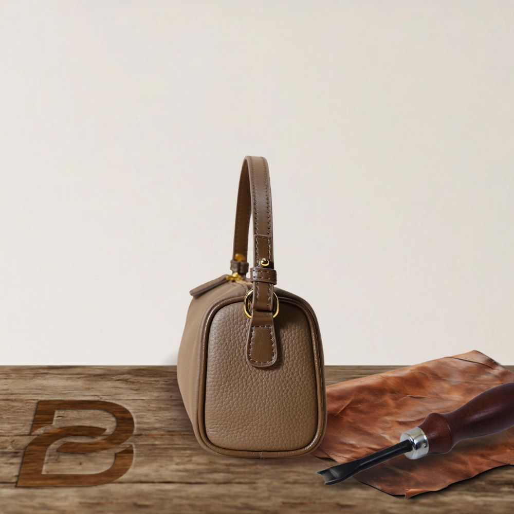 BERK | Premium Leather Shoulder Bag with Detachable Strap – Taupe