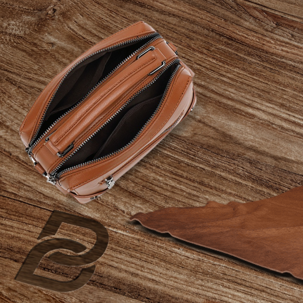 BERK | Premium Leather Box Satchel Bag with Dual Zippers