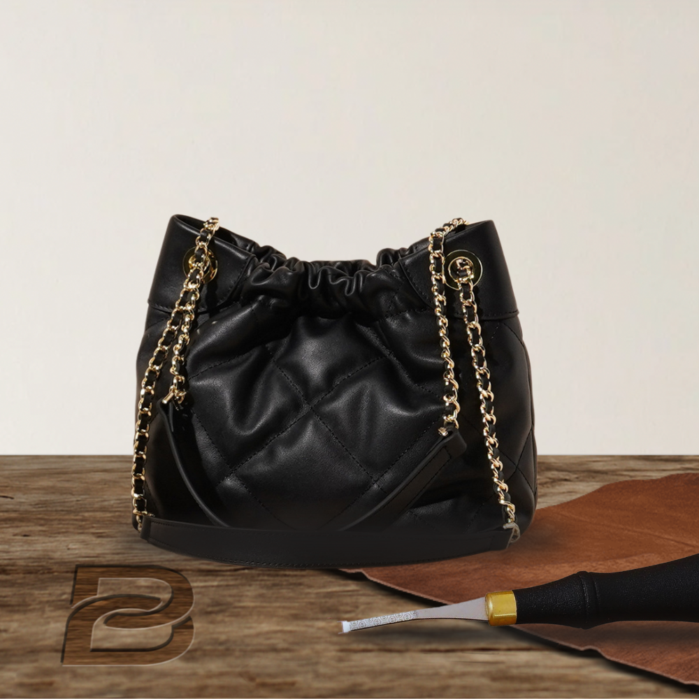 BERK | Slim leather shopper bag with chains