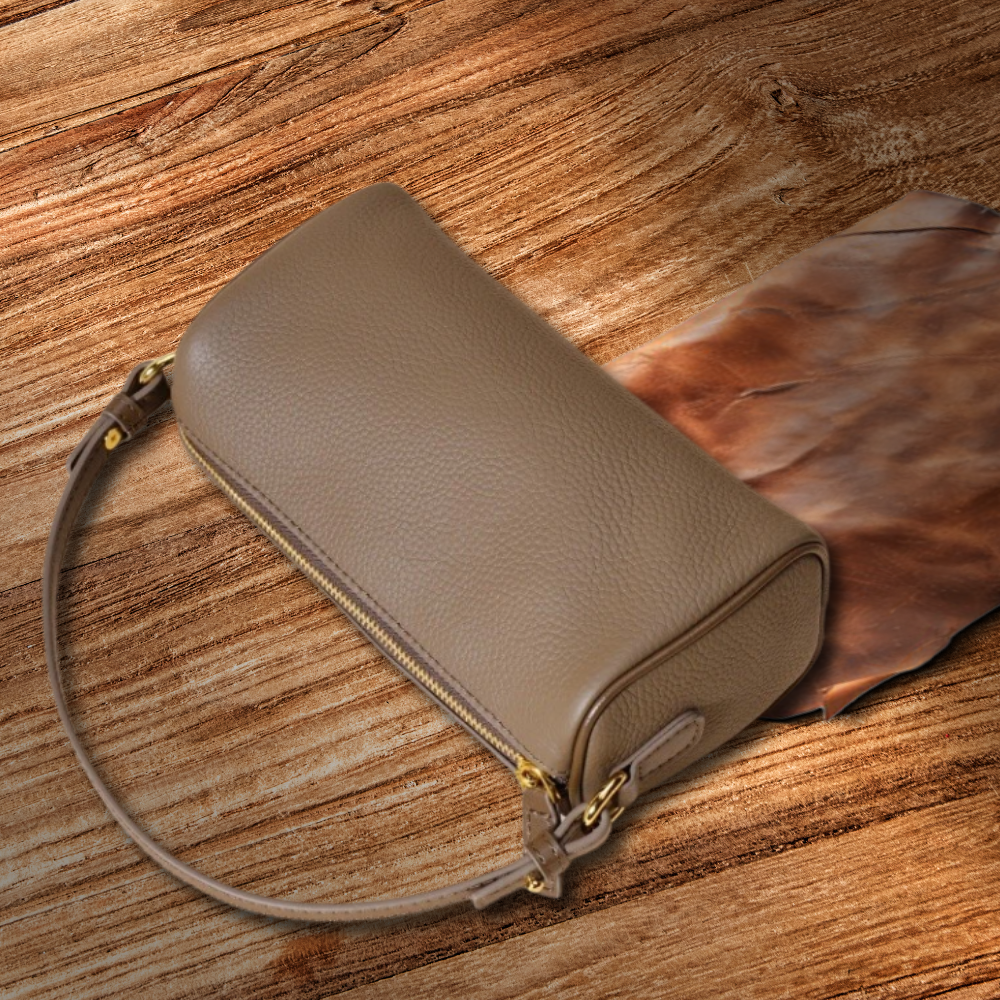 BERK | Premium Leather Shoulder Bag with Detachable Strap – Taupe