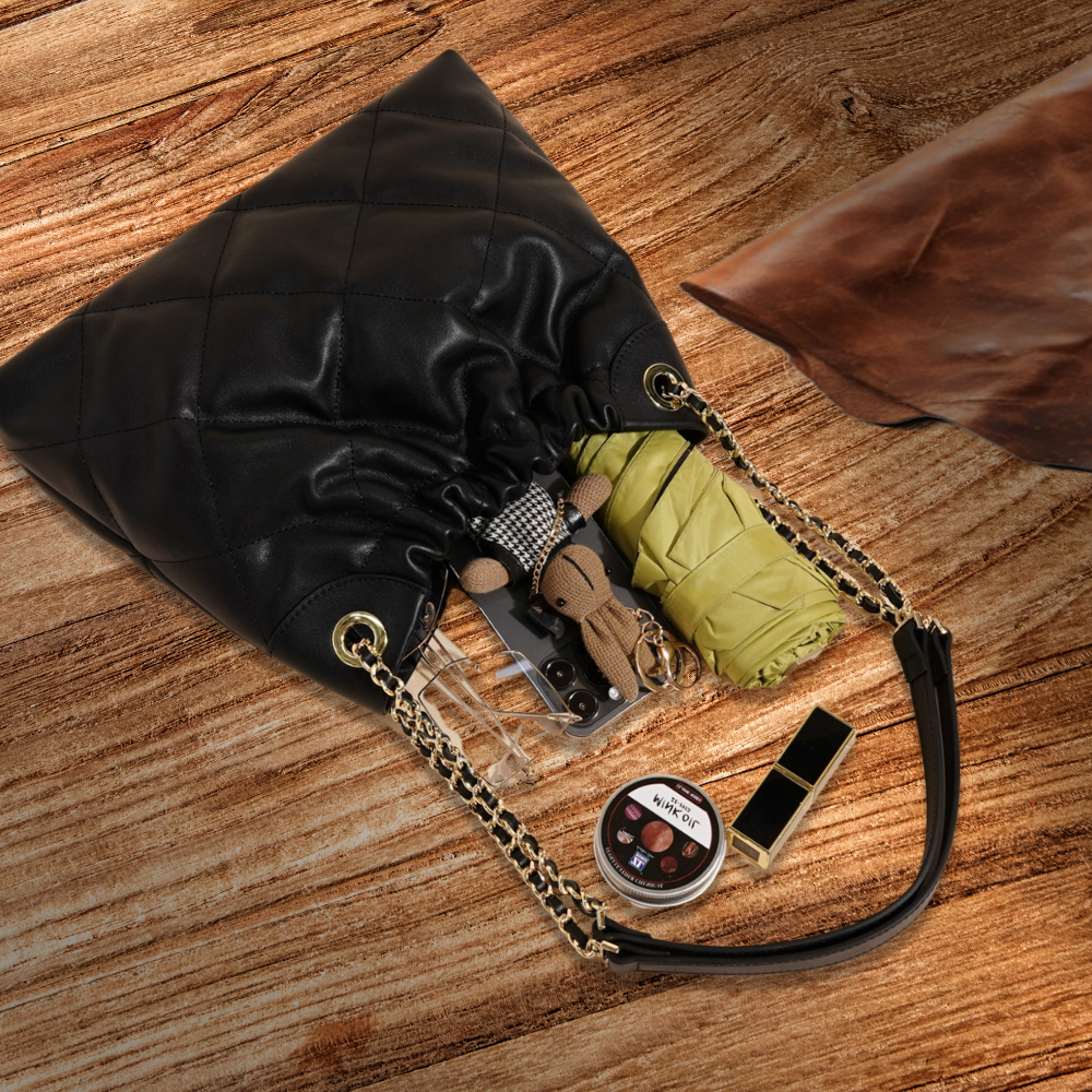 BERK | Slim leather shopper bag with chains