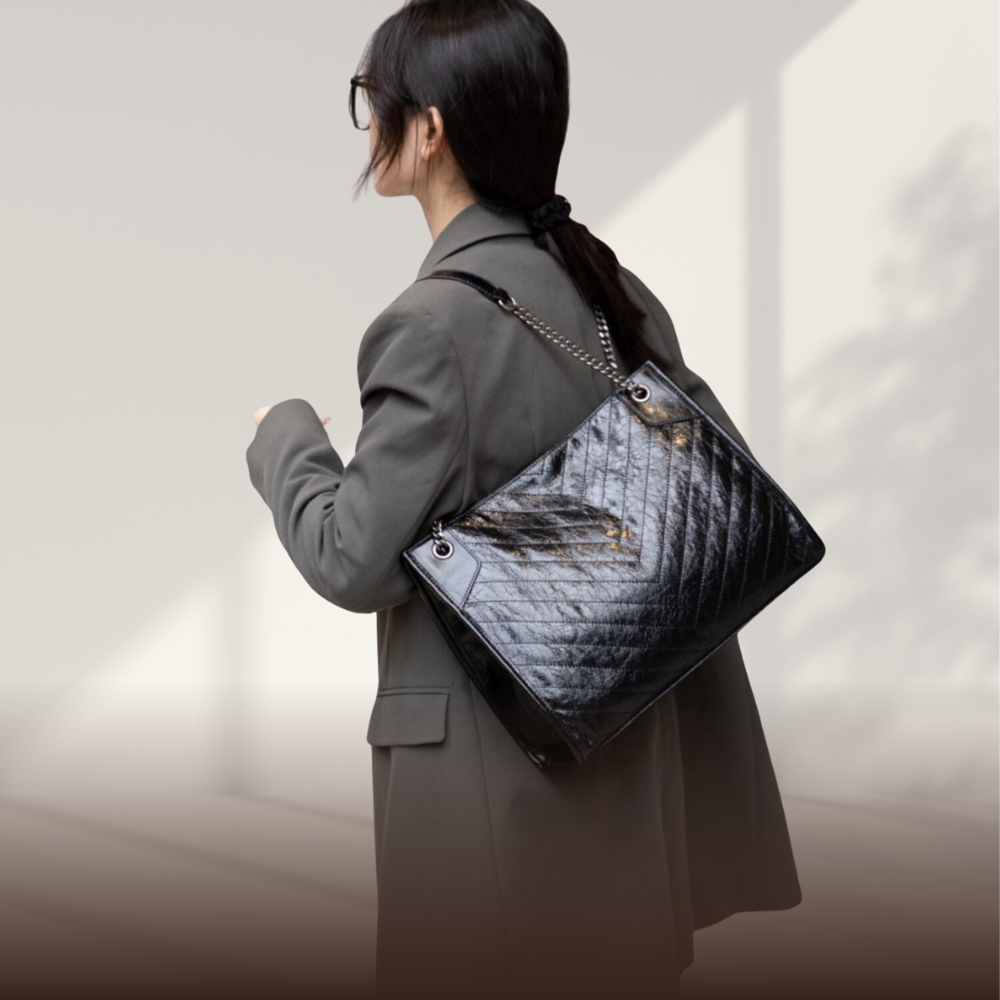 BERK | Leather tote bag with chain strap