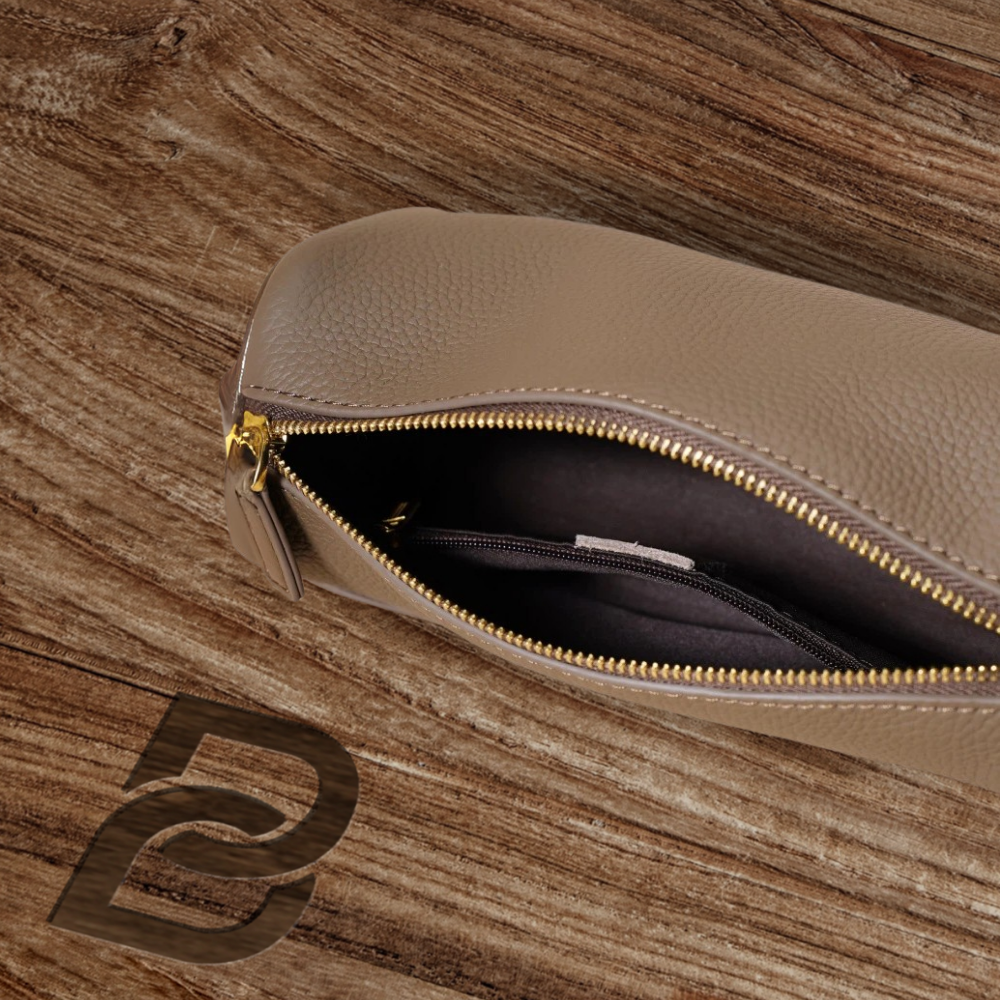 BERK | Premium Leather Shoulder Bag with Detachable Strap – Taupe