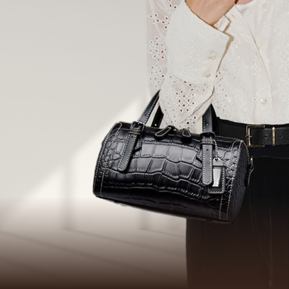 BERK | Cowhide handbag with crocodile pattern