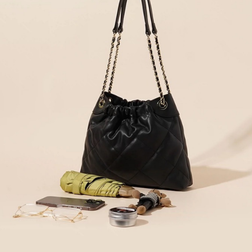 BERK | Slim leather shopper bag with chains