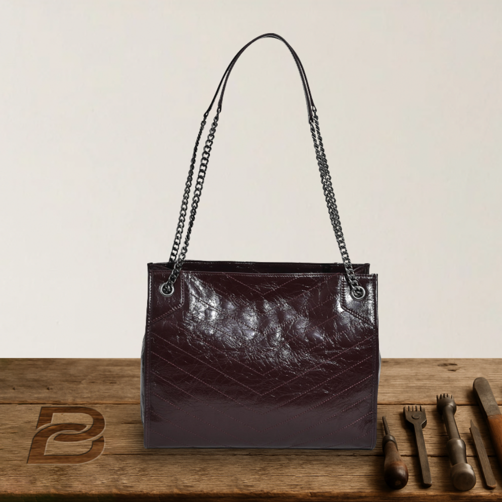 BERK | Leather tote bag with chain strap