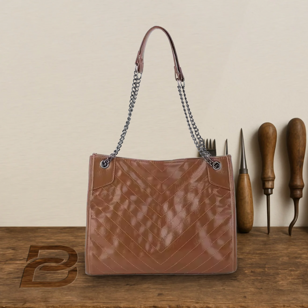 BERK | Leather tote bag with chain strap