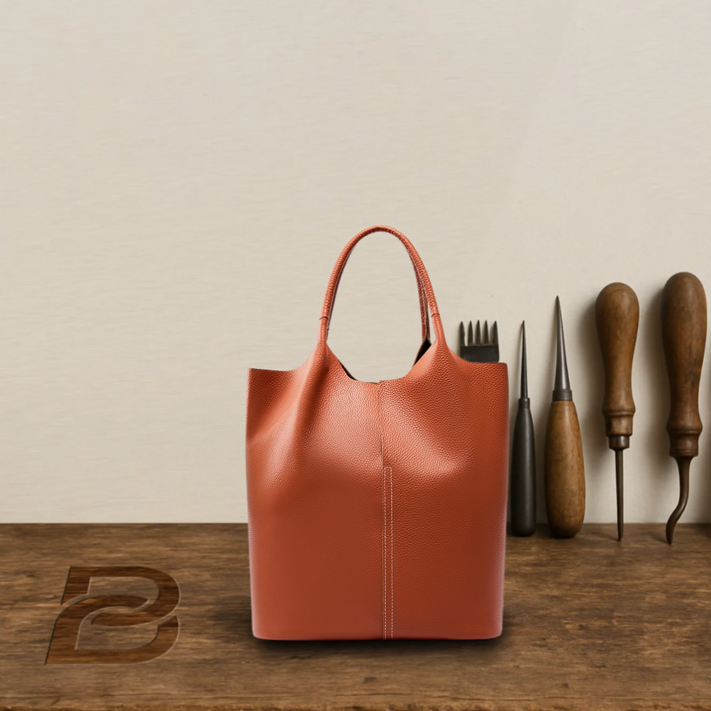 BERK | Leather tote with reinforced handle and case