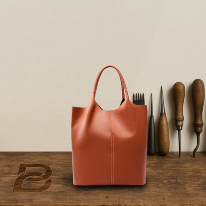 BERK | Leather tote with reinforced handle and case
