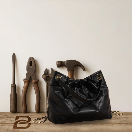 BERK | Slim leather shopper bag with chains