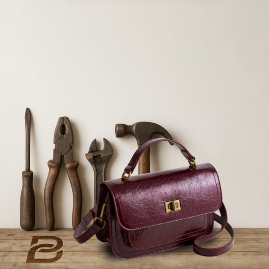 BERK | Vintage Genuine Leather Lock Closure Crossbody Top