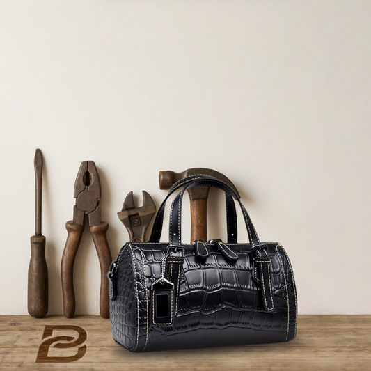 BERK | Cowhide handbag with crocodile pattern