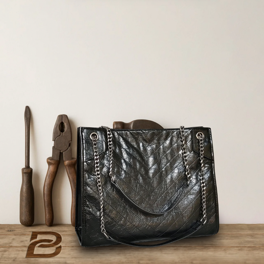 BERK | Leather tote bag with chain strap