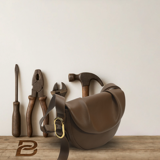 BERK | Sophisticated half moon shaped leather bag