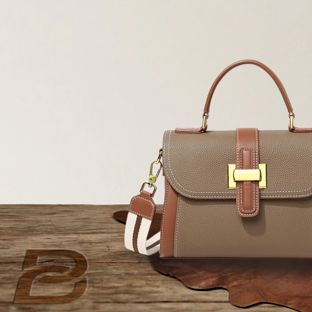BERK | Two-coloured front buckle leather satchel
