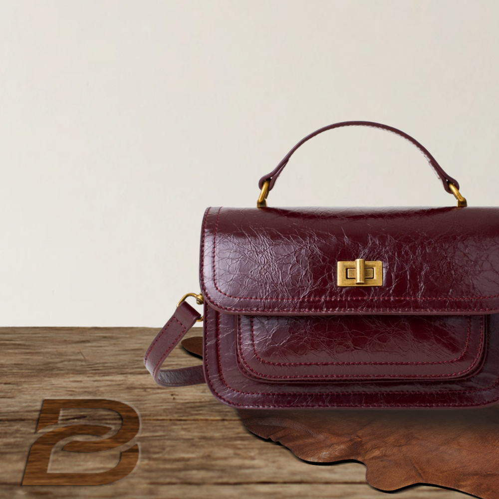 BERK | Vintage Genuine Leather Lock Closure Crossbody Top