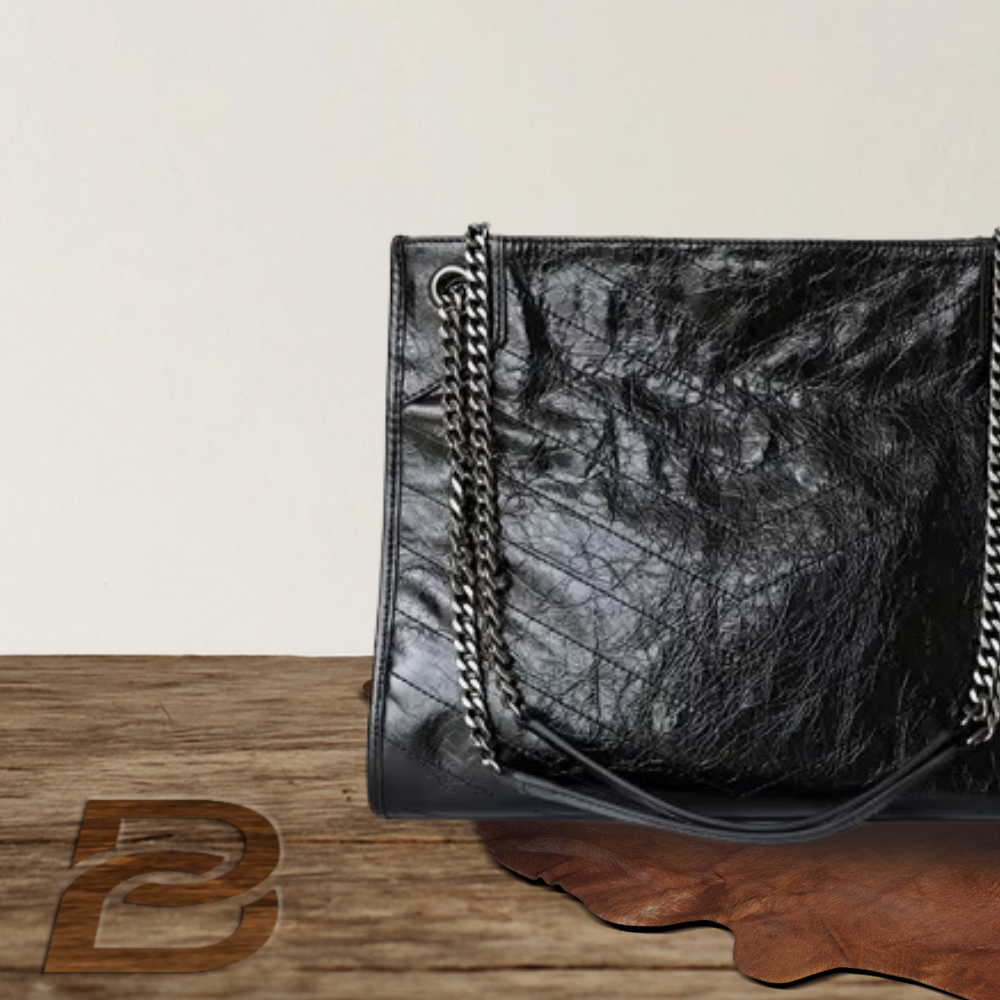 BERK | Leather tote bag with chain strap