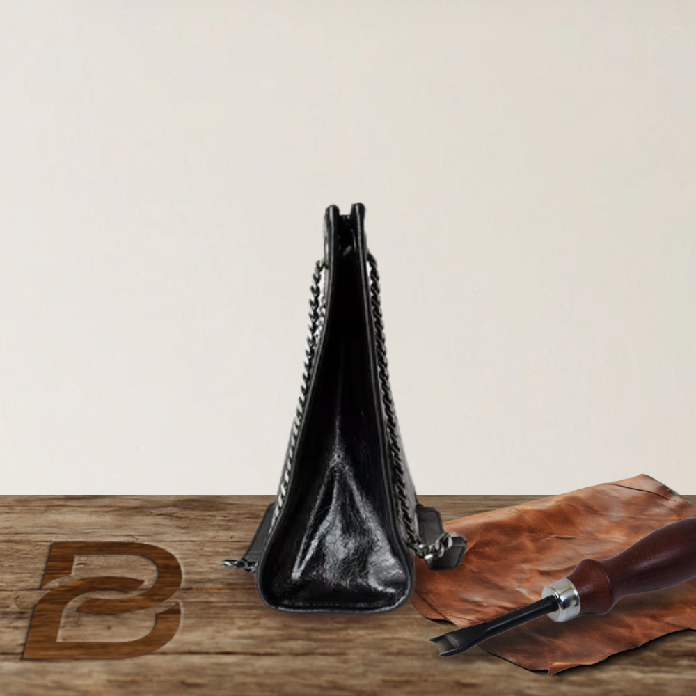 BERK | Leather tote bag with chain strap