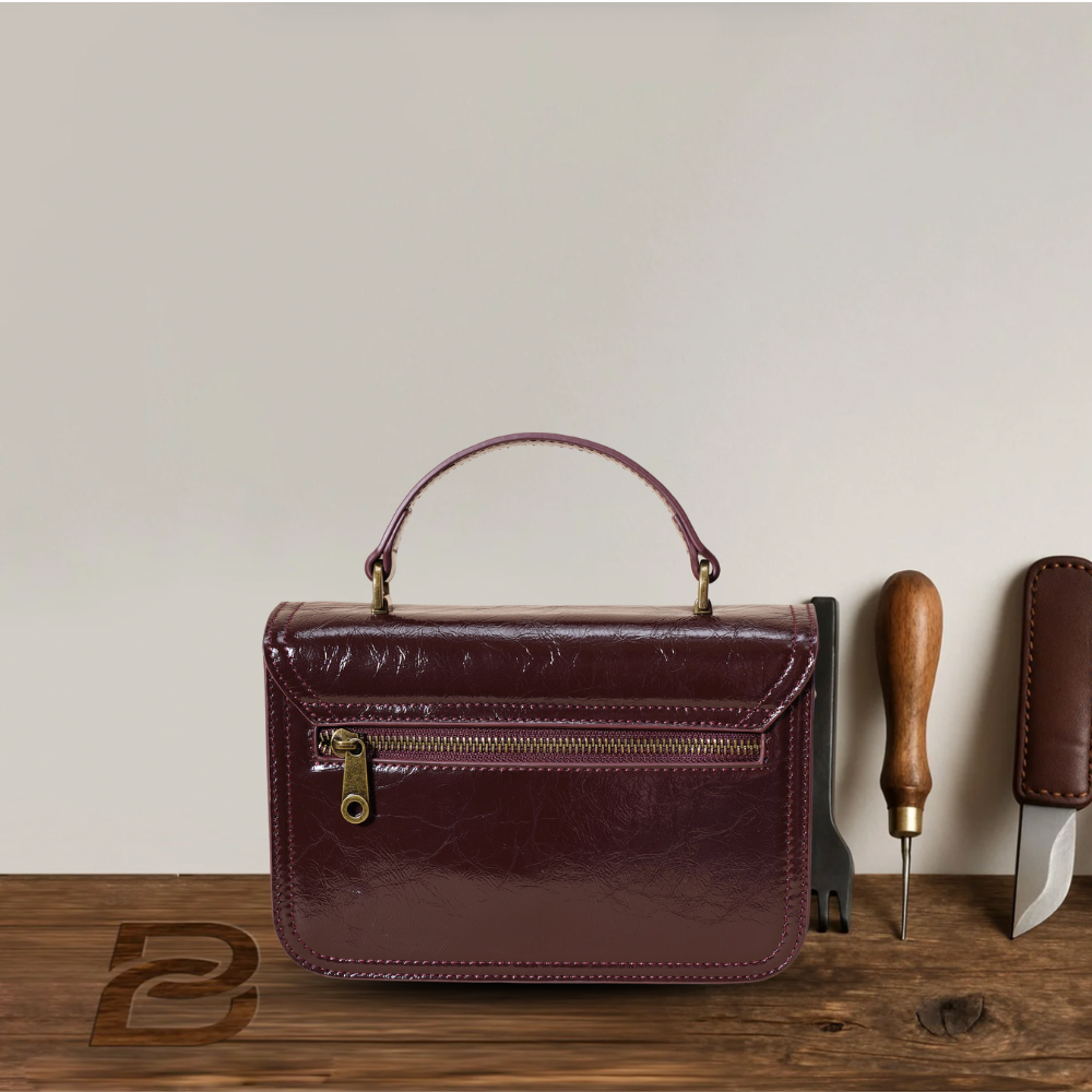 BERK | Vintage Genuine Leather Lock Closure Crossbody Top
