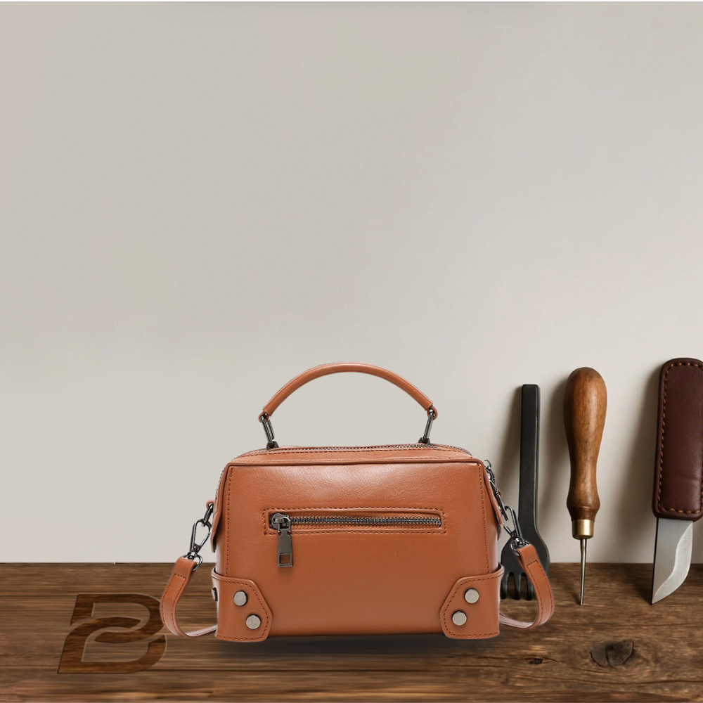 BERK | Premium Leather Box Satchel Bag with Dual Zippers
