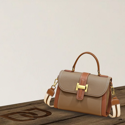 BERK | Two-coloured front buckle leather satchel