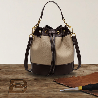 BERK | Two-coloured premium leather bucket bag with adjustable strap