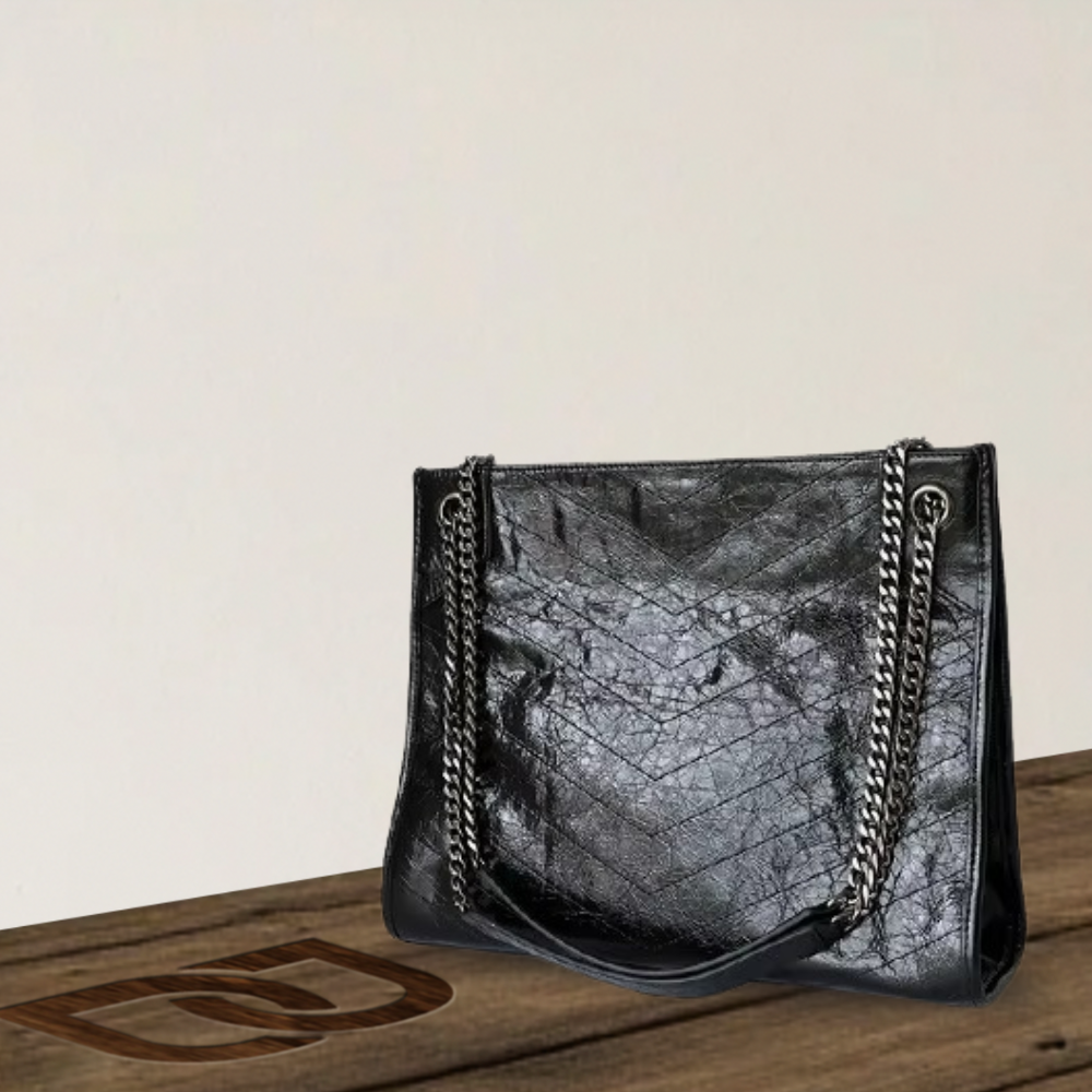 BERK | Leather tote bag with chain strap