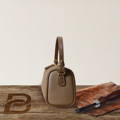 BERK | Premium Leather Shoulder Bag with Detachable Strap – Taupe