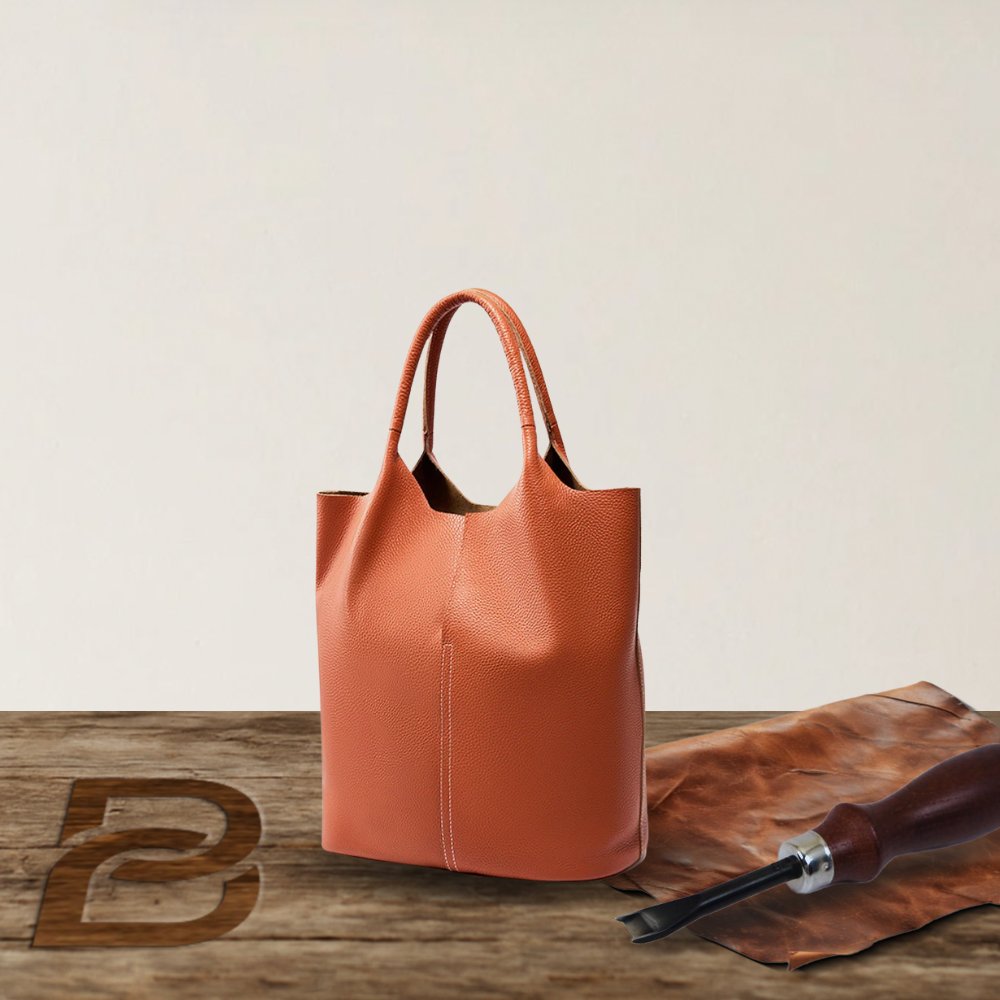 BERK | Leather tote with reinforced handle and case