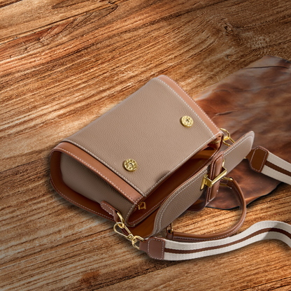 BERK | Two-coloured front buckle leather satchel