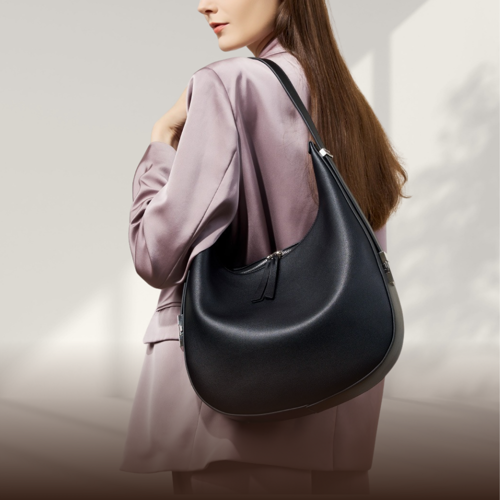 BERK | Crescent-shaped bucket bag made from genuine leather