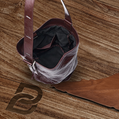 BERK | Bucket bag made from wrinkled first layer cowhide leather