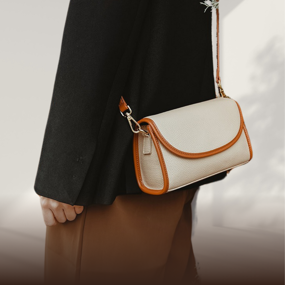 BERK | Chic compact leather baguette crossbody bag