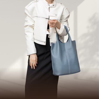 BERK | Leather tote with reinforced handle and case