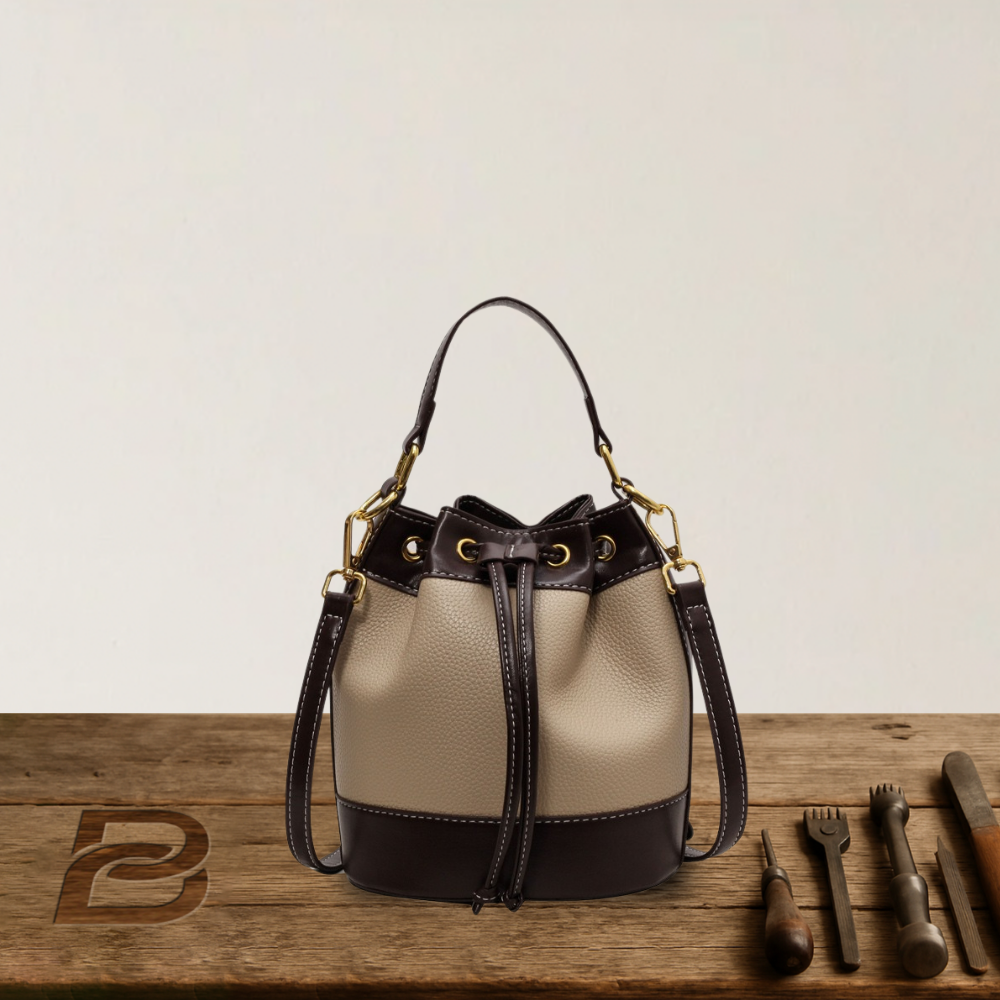 BERK | Two-coloured premium leather bucket bag with adjustable strap