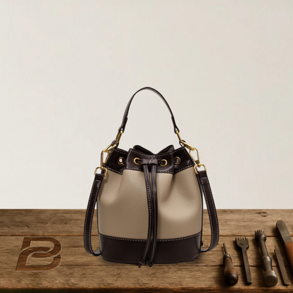 BERK | Two-coloured premium leather bucket bag with adjustable strap