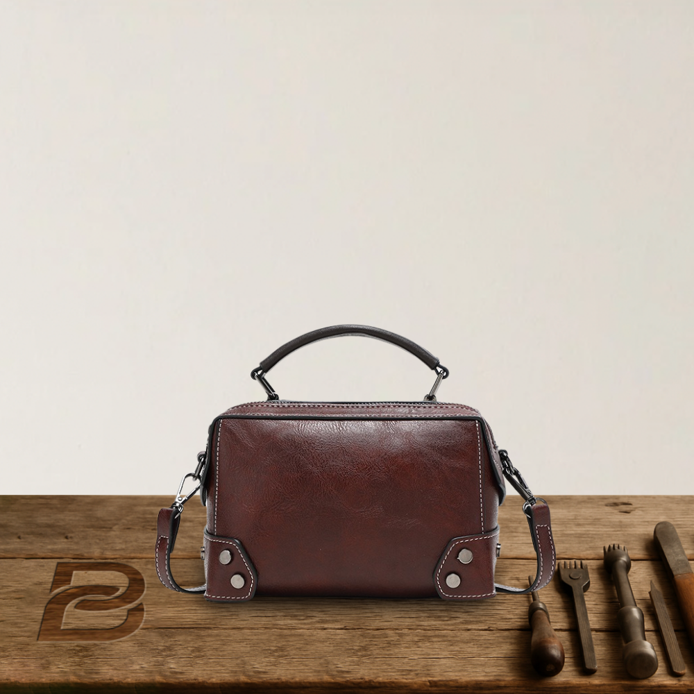 BERK | Premium Leather Box Satchel Bag with Dual Zippers