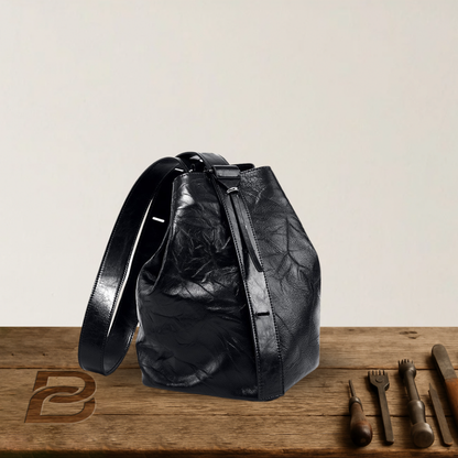 BERK | Bucket bag made from wrinkled first layer cowhide leather