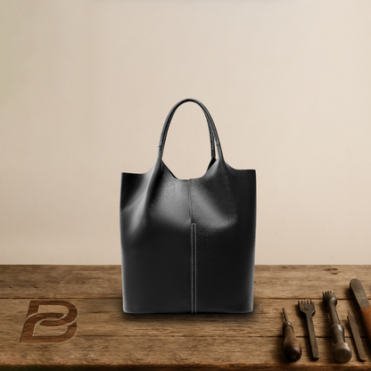 BERK | Leather tote with reinforced handle and case