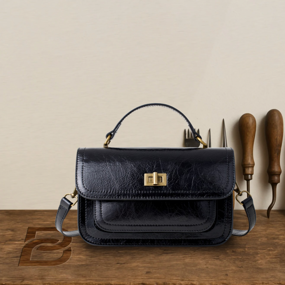 BERK | Vintage Genuine Leather Lock Closure Crossbody Top