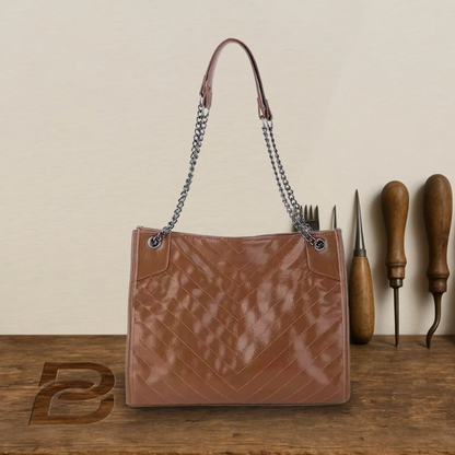 BERK | Leather tote bag with chain strap